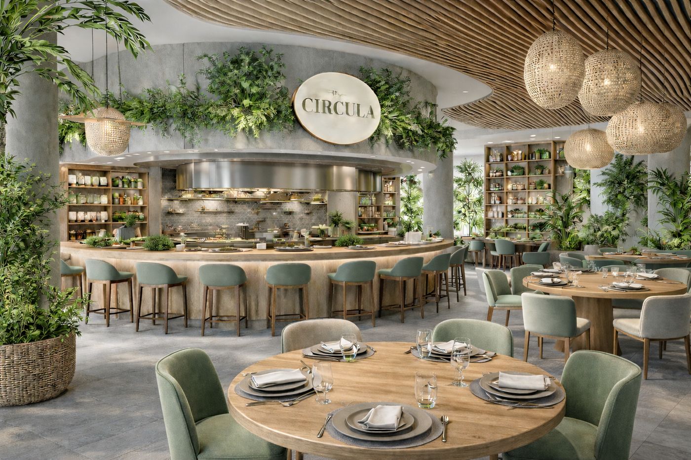 Illustrative concept visual for Circula, Modern Healthy & Sustainable Cuisine