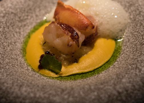 Fine dining plate on a dark background